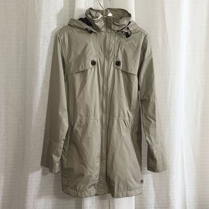 EMS L System Three Tan Lightweight Hooded Full Zip Rain Jacket
